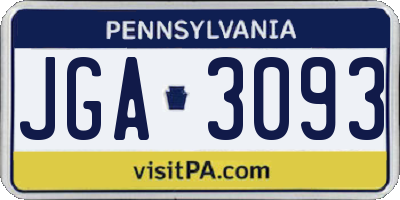 PA license plate JGA3093