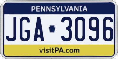 PA license plate JGA3096