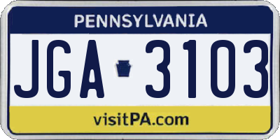 PA license plate JGA3103