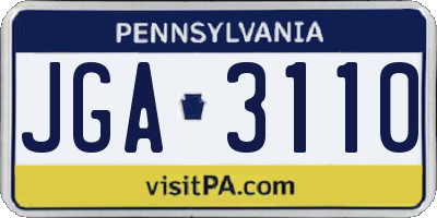 PA license plate JGA3110