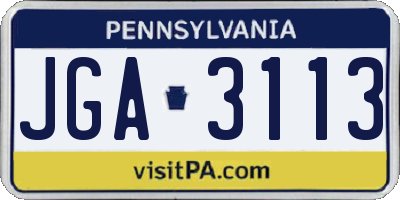 PA license plate JGA3113