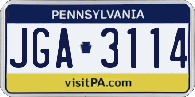 PA license plate JGA3114