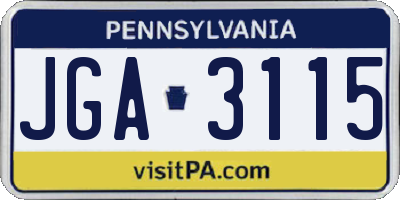 PA license plate JGA3115