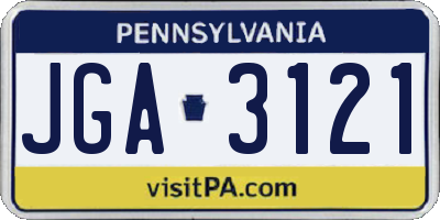 PA license plate JGA3121