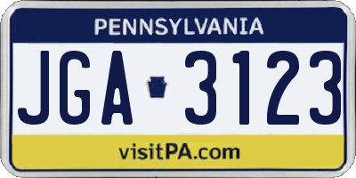 PA license plate JGA3123