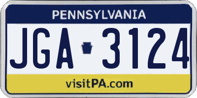 PA license plate JGA3124