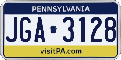 PA license plate JGA3128