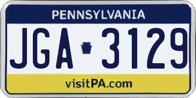 PA license plate JGA3129