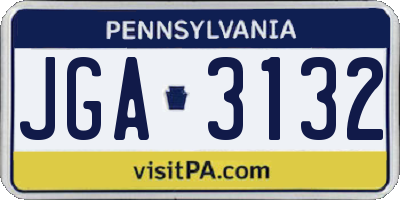 PA license plate JGA3132