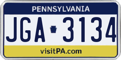 PA license plate JGA3134