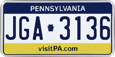 PA license plate JGA3136