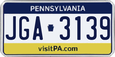 PA license plate JGA3139