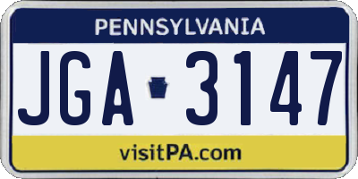PA license plate JGA3147