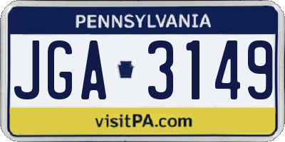 PA license plate JGA3149