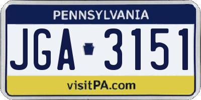 PA license plate JGA3151