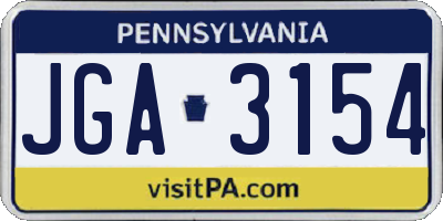 PA license plate JGA3154