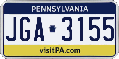PA license plate JGA3155