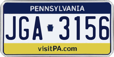 PA license plate JGA3156