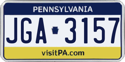 PA license plate JGA3157