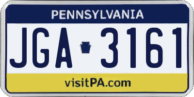 PA license plate JGA3161