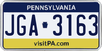 PA license plate JGA3163