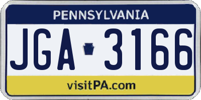 PA license plate JGA3166