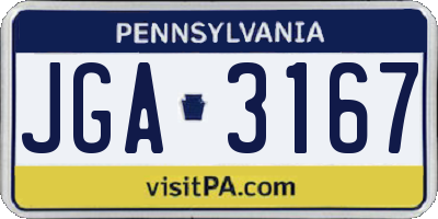 PA license plate JGA3167
