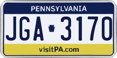 PA license plate JGA3170