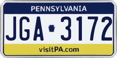 PA license plate JGA3172