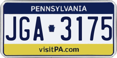 PA license plate JGA3175