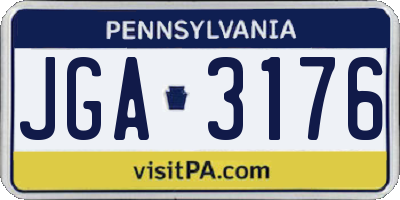 PA license plate JGA3176