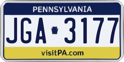 PA license plate JGA3177