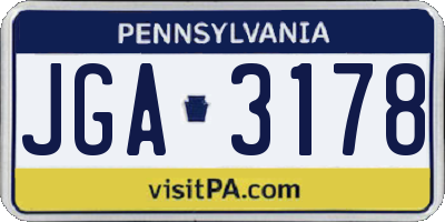 PA license plate JGA3178