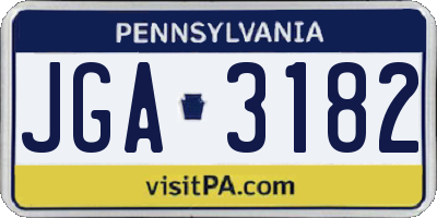 PA license plate JGA3182