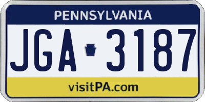 PA license plate JGA3187