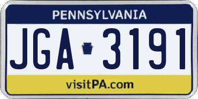 PA license plate JGA3191