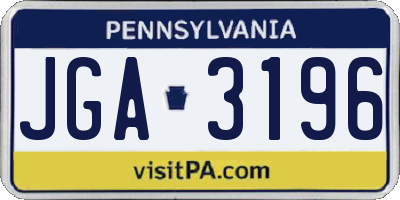 PA license plate JGA3196