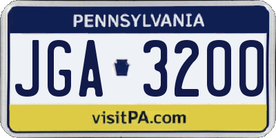PA license plate JGA3200