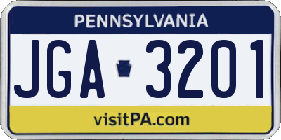 PA license plate JGA3201