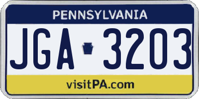 PA license plate JGA3203