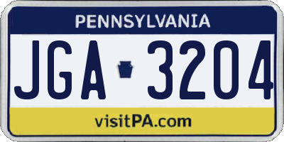 PA license plate JGA3204