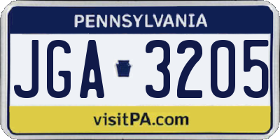 PA license plate JGA3205