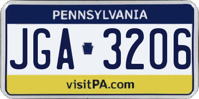 PA license plate JGA3206