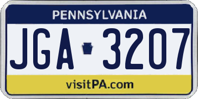 PA license plate JGA3207