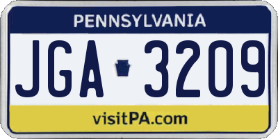 PA license plate JGA3209