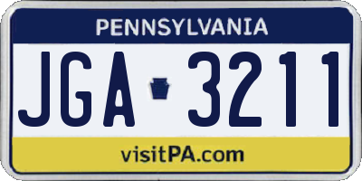 PA license plate JGA3211