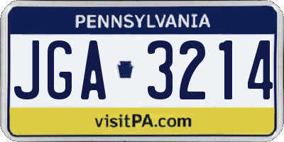 PA license plate JGA3214