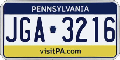 PA license plate JGA3216