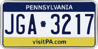 PA license plate JGA3217