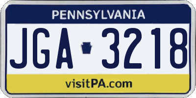 PA license plate JGA3218